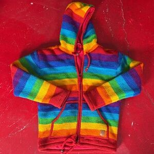 Colorful Striped Wool Hippie Hoodie